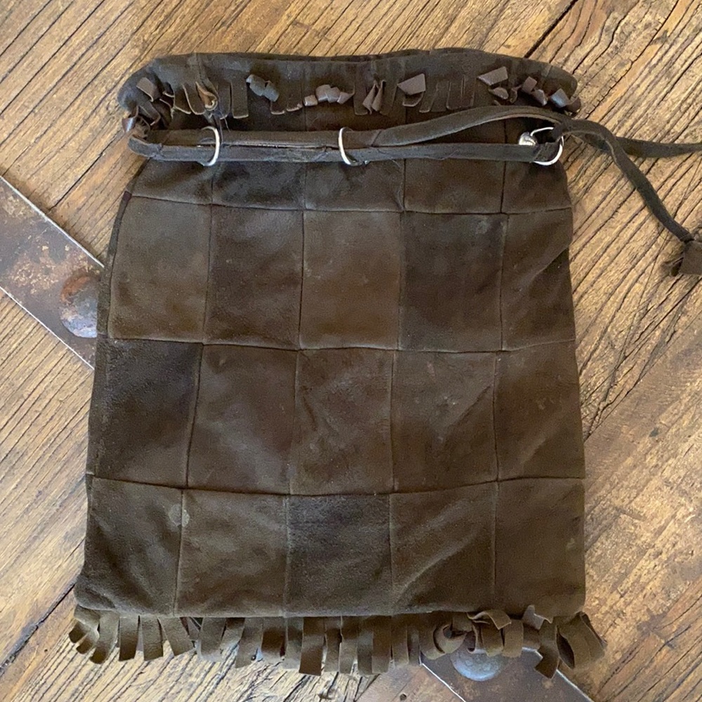 Dark Brown Patchwork Suede Hobo Bag - image 1